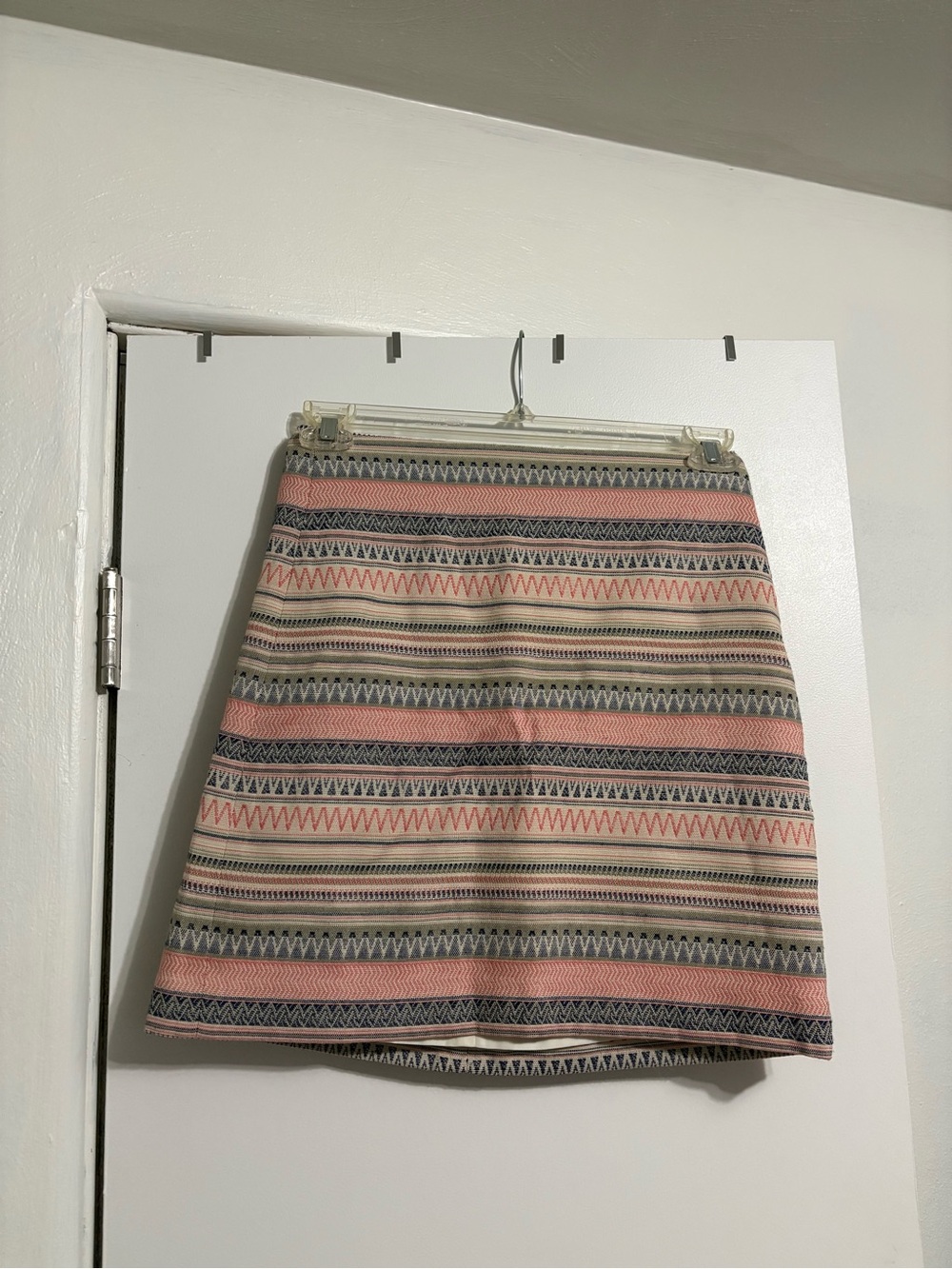 LOFT Outlet Pink and Navy Stripe Pattern Pencil Skirt